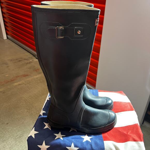 Hunter Original Tall Rain Boots Black Women's 8 - Picture 2 of 8